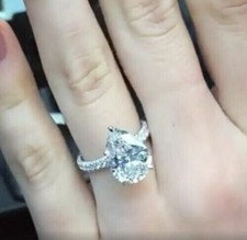 Pear Shape 2.75Ct Diamond White Gold Finish Engagement Ring Simulated Size 8.5