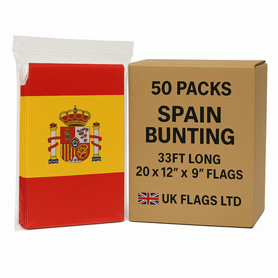 50 PACKS Spain Flag Bunting Bandera de España   World Cup Fiesta, Celebration