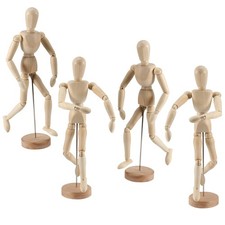 4 Pack 12 Inch Wooden Artists Model, Wooden Art Mannequin Articulated Mannequ...