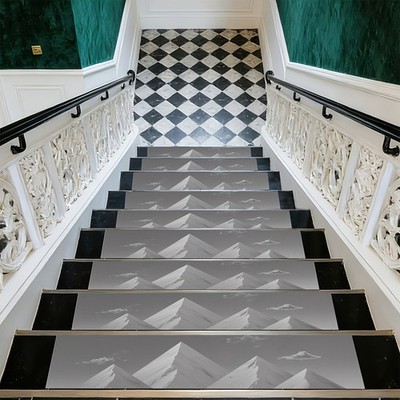 Snow Mountain Patterned Stair Mat, Soft And Durable, Machine Washable And Easy