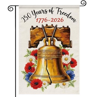 4th of July Garden Flag - 250 Anniversary USA Flag - Patriotic Bless 12x18 Inch