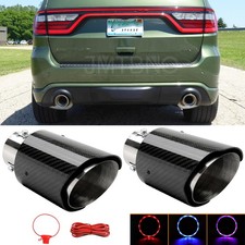 For Dodge Durango 1998-2026 2.5" to 3.5" Exhaust Tips Carbon Fiber w/ LED Light
