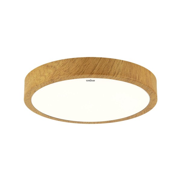 Led Deckenlampe Deckenleuchte Ø 38 Cm Rund IP44 In Holz-Optik 4100 K Neutralweiß-image