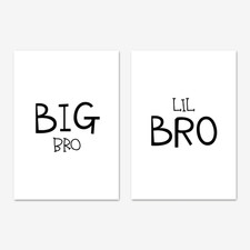 Big Bro Lil Bro Set Of 2 Wall Art Prints Kids Bedroom Decor Poster Brothers Cute