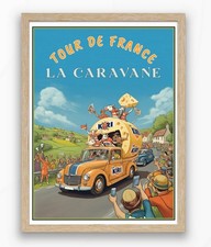 Affiches Vintage Humoristiques 🏆 Caravane Tour de France 🚴‍♂️ Marques Cultes