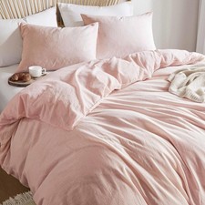 Linen Duvet Cover Set King Size, 3Pcs Textured French Flax Linen Cotton Blend