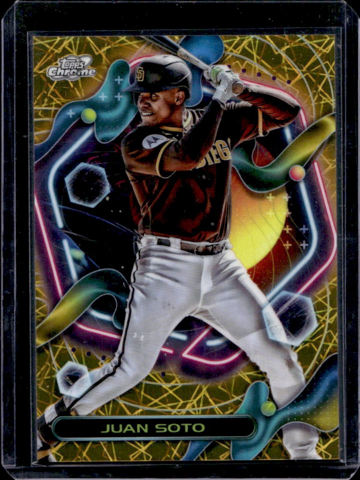 2023 Topps Cosmic Chrome Juan Soto Gold Interstellar Refractor #/50 Padres