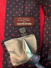 NWOT Robert Talbott Navy Silk Tie w/ Red Printed Dots 3.75x58 Handsewn in USA