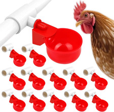24 Pack Automatic Chicken Waterer Cups Kit, Gravity-Fed Poultry Drinker with PVC