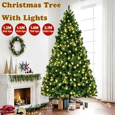 4/5/6/7FT Spruce Realistic Artificial Holiday Christmas Tree with LED Lights DIY