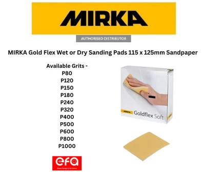 MIRKA Gold Flex Wet or Dry Sanding Pads 115 x 125mm Sandpaper - 80 - 1000 Grit
