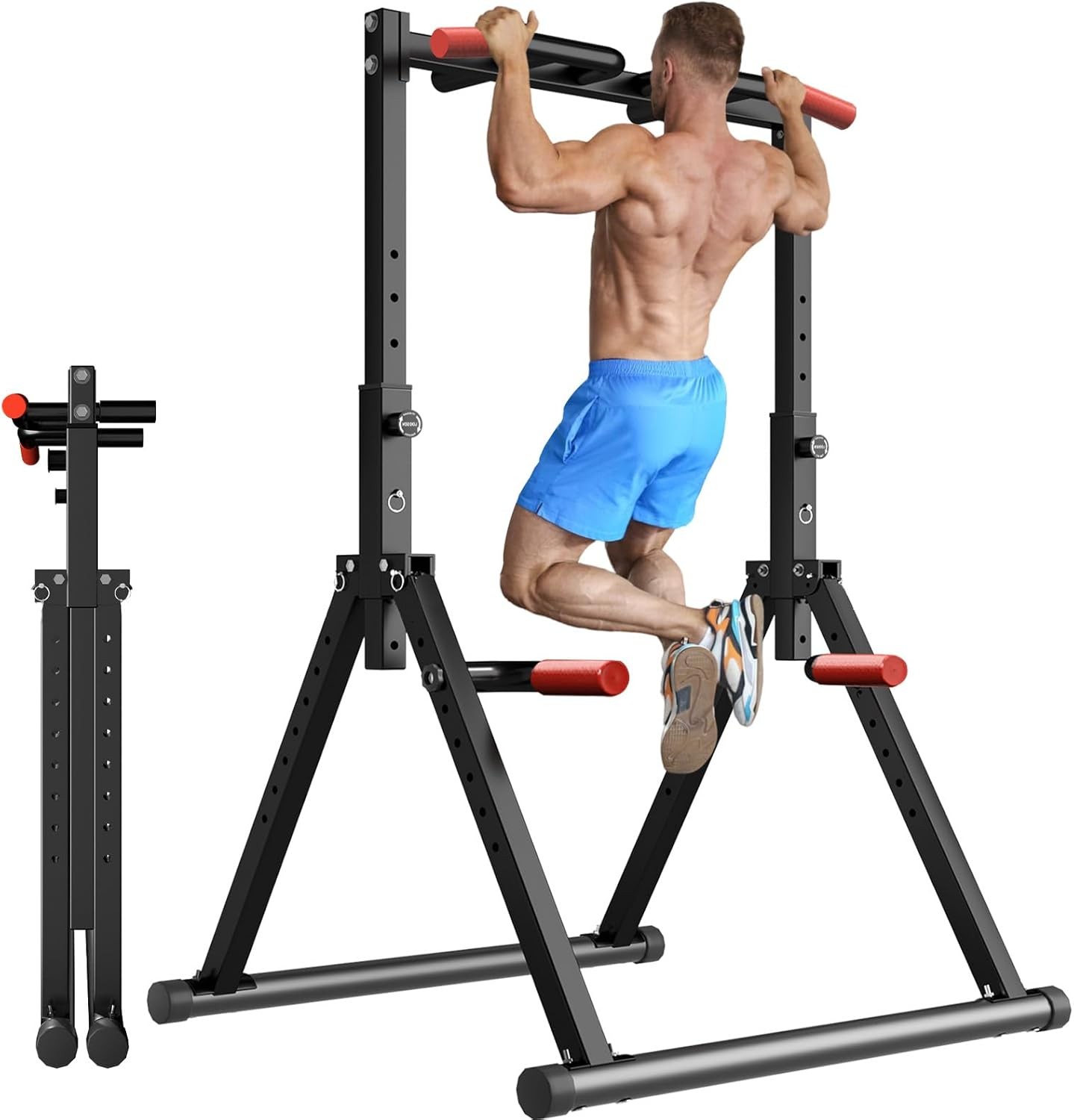 Power Tower Pull Up Dip Station Foldable,Pull Up Bar Station Adjustable