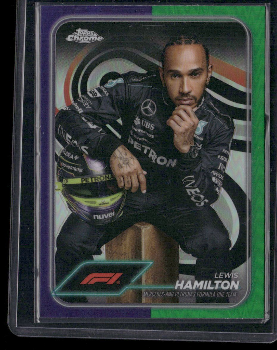 2024 Topps Chrome Formula 1 #6 Lewis Hamilton Purple / Green Refractors