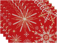 Rot Gold Schneeflocken Weihnachten Platzsets 4Er Set, 30X45Cm Winter Xmas Tischs
