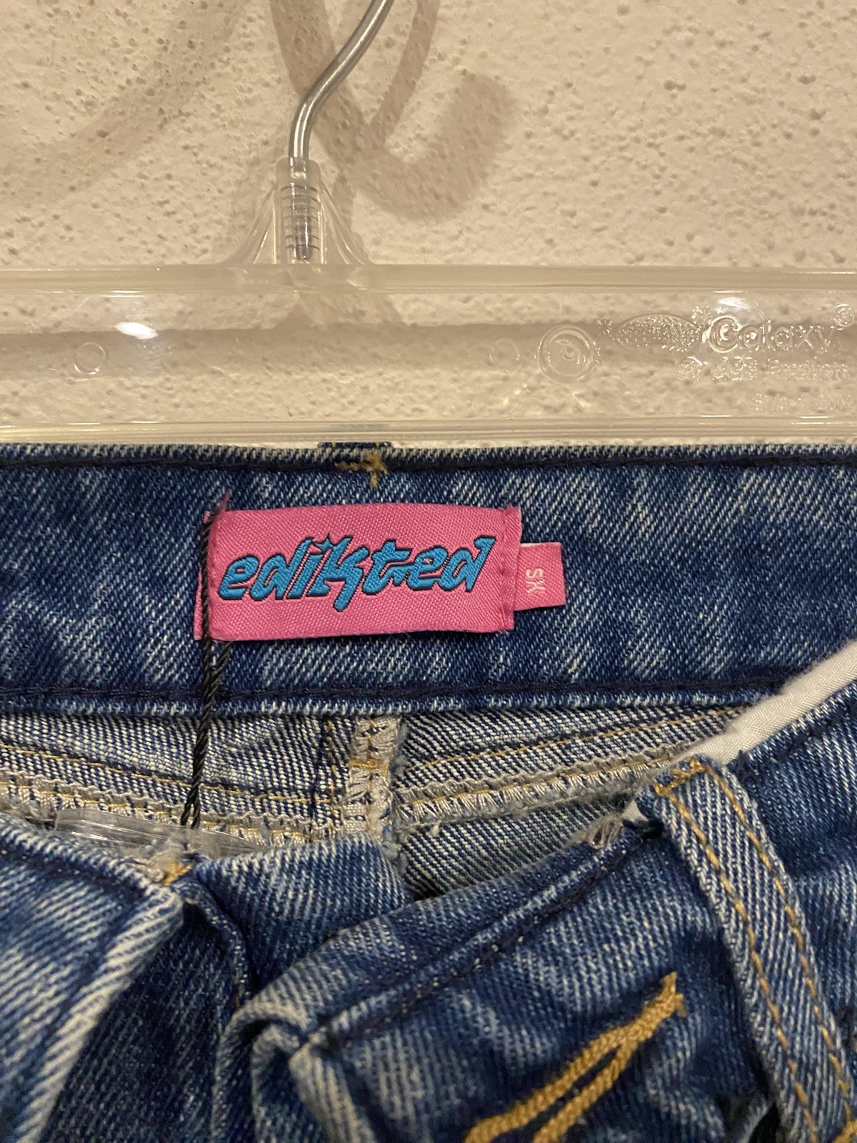 Edikted Jeans Womens Extra Small Blue High Rise Straight Leg Distressed Rips image 2