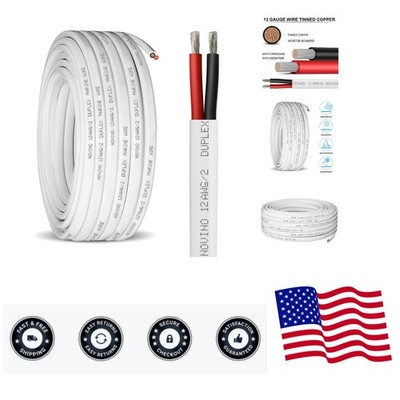 12 Gauge Marine Wire,12 AWG Duplex Marine Grade Wire,30ft Tinned Copper Boat ...