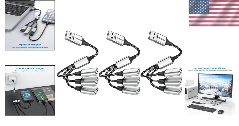 Compact USB Hub with 3 Ports - Aluminum & Nylon Designed for Maximum Durability - Image 2 of 4