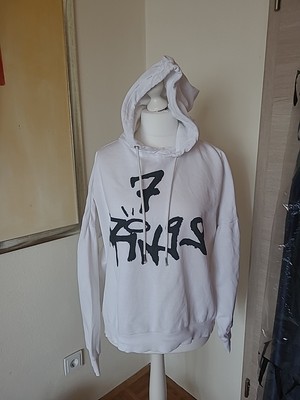 Hoodie Kapuzenpulli Ariana Grande 7 Rings weiß Gr. S sehr guter Zustand