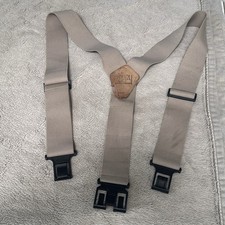 The Original PERRY Suspenders Tan 1.5" and 2  Wide Hook on Belt Clip Y Back, USA