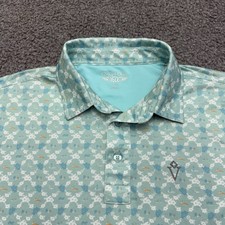 Straight Down Men  s Large Golf Polo Shirt Performance Geometric Print