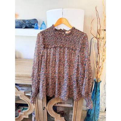 Twinset Milano Floral Smocked Blouse Womens Multicolor IT 48 US L