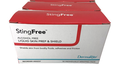 2 PACK DermaRite 00237 Sting Free Liquid Skin Prep & Shield Pads Exp. 2028