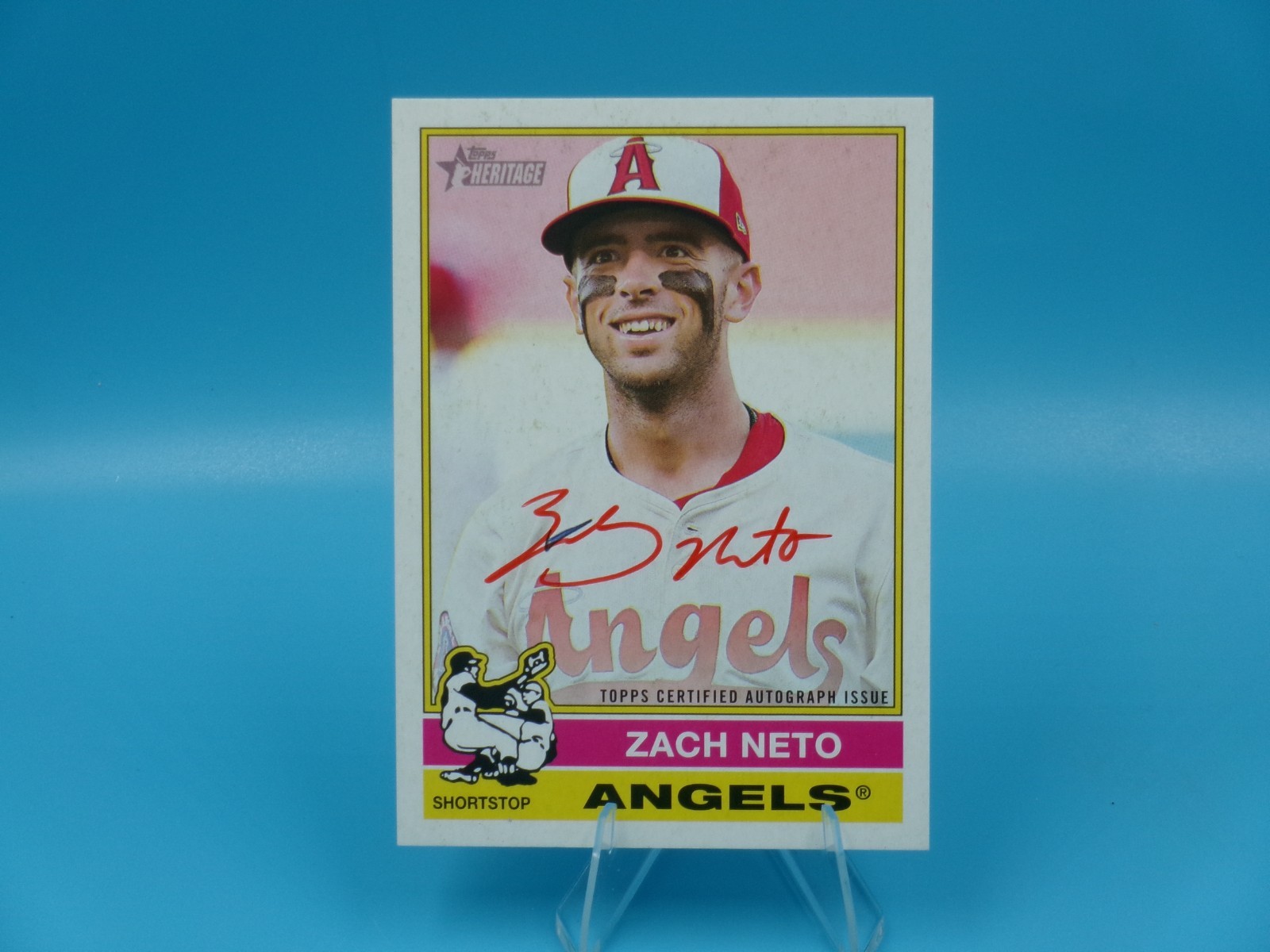 2025 Topps Heritage High Number Zach Neto Real One Auto Red Ink #24/76 ROA-ZN