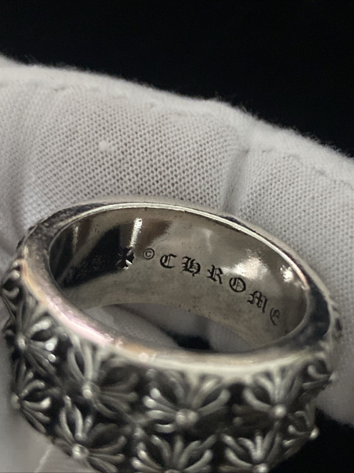 Chrome Hearts Tiny E Cross Double Stack Ring Size… - image 3