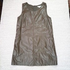 ​Loveriche Dress Womens Large L Olive Green Faux Leather Sleeveless Mini...