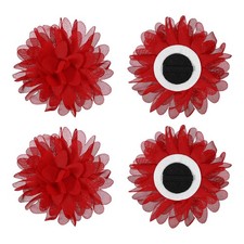 3.9" Dog Collar Flowers for Dogs Bright Red 4Pcs