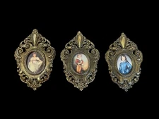 VTG  Baroque or Rococo Style with Filigree Design Framed Art 3 piece set RARE EC