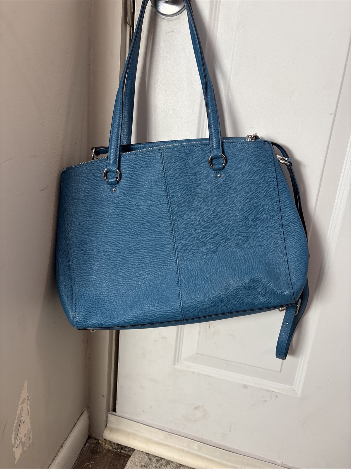 Coach Stanton Carryall in Crossgrain Leather Silver Peacock F36878 thumbnail 3