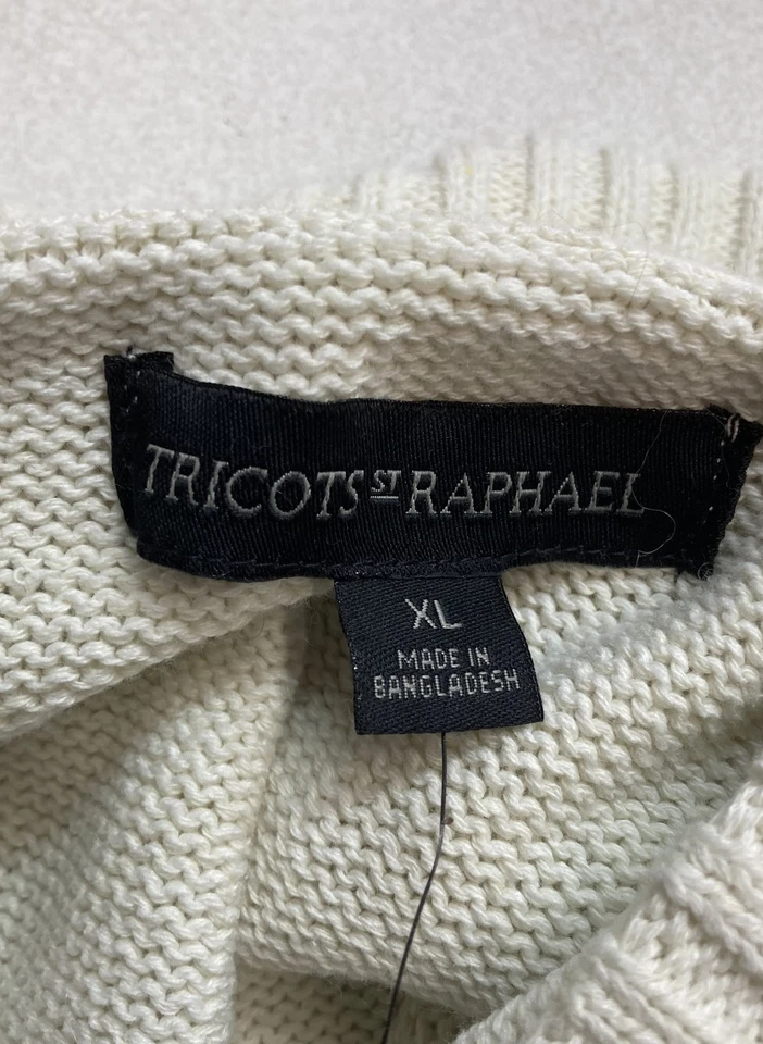 Suéter chal tejido con cable Tricots St Raphael nuevo con etiquetas color beige crudo XL Foto 3 de 4