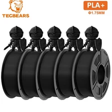 TECBEARS PLA+ Filament 3D Printer Bundle 1.75mm±0.02 5KG PLA Plus Filament Black