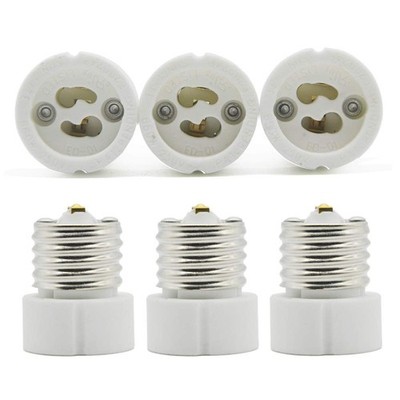 E26 E27 Edison Screw Socket to GU10 Bayonet Base Adapter,GU10 6 Pack, White