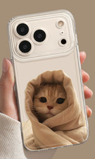 Cute Wrapped Cat Phone Case for iPhone 17 Pro Max Aesthetic Soft Silicone Clear