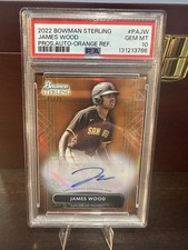 2022 Bowman Sterling Prospects James Wood Orange Auto /75 PSA 10 Gem Mint POP 2