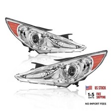 Headlights Assembly Replacement Compatible with 2011-2014 Chrome/Clear/Amber
