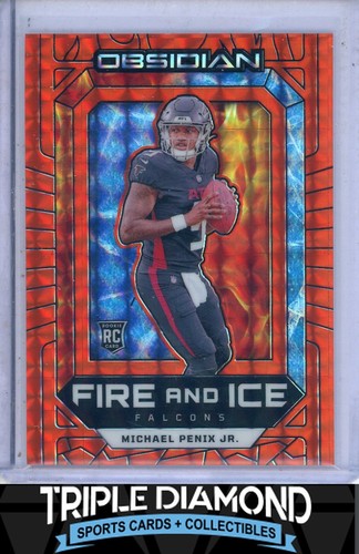 2024 Panini Obsidian Michael Penix Jr Rookie Fire & Ice Orange Mosaic M952
