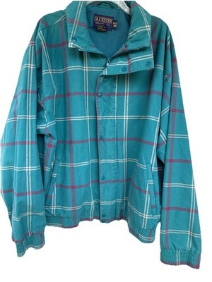 Vintage Duckster Mens Bomber Jacket 563 Jacket Green Geometric XL Long Sleeve