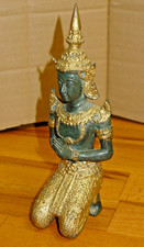 Tempelwächter Thailand Teppanom Bronze / Gold / Grün Figur Skulptur - Vintage 