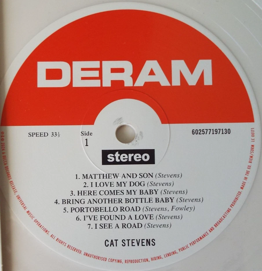CAT STEVENS - MATTHEW & SON. LP 2024 CREAM VINYL REISSUE.  DERAM RECORDS 7719713 - Image 2 of 3