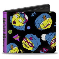 Bi-Fold Wallet ROCKET POWER 4-Character Faces Scattered Black/Multi Neon