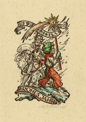 Vintage Christmas Print-A depiction of the Three Kings-Blittersdorff-1954