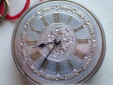 antik Taschenuhr 800 Silber florales verziertes Ziffernblatt m. Schlüssel 50,9g