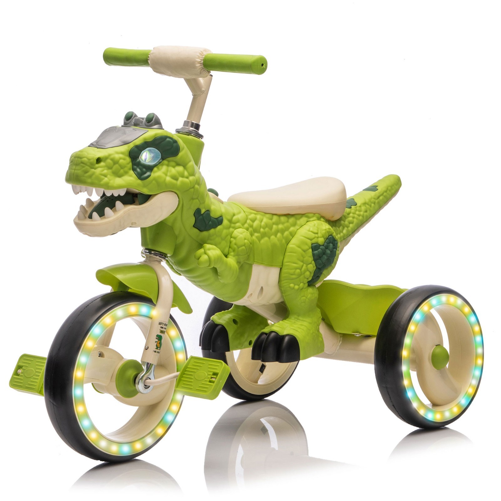 Kids Ride On Tricycle Electric Bike Toys w/ Flash Wheels Basket Music LED, Green