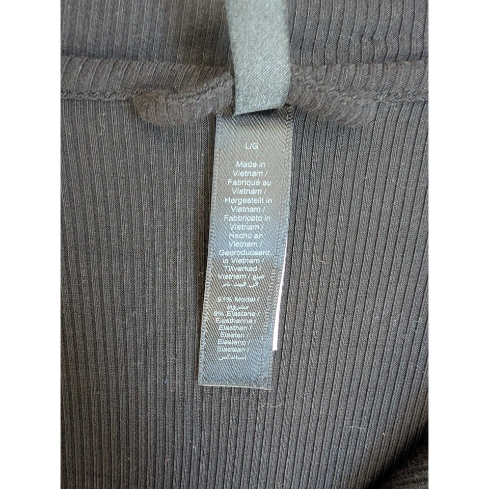 Skims Sleep Shirt Womens Large Onyx Black Soft Lounge Ribbed Button Front NWT - Image 4 of 4