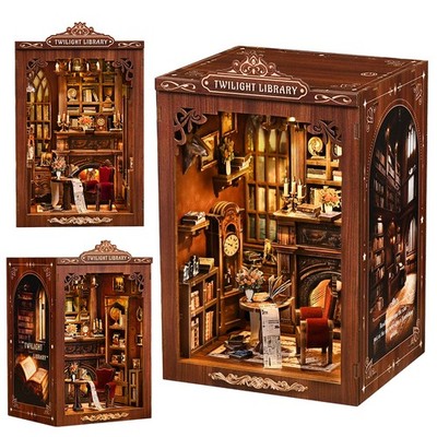 Book Nook Kit DIY 3D Puzzle Studierzimmer Miniatur Kerzenlicht Dekoration