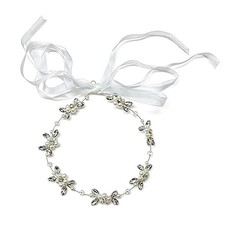 Flower Girl Headpiece, Pearl Wedding Headband, Princess Crystal Hair Accessor...