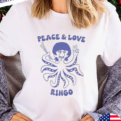 Peace And Love Ringo Starr WHITE T-SHIRT unisex All sizes JJ6431